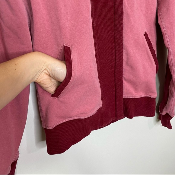 *RARE* LULULEMON Red/Pink Full-Zip Collared Sweatshirt w/ Elbow Patches - Size 6 - Picture 5 of 12